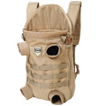 Khaki polyester pet dog backpack for medium dogs, breathable design, available in two sizes for 9-16kg pets