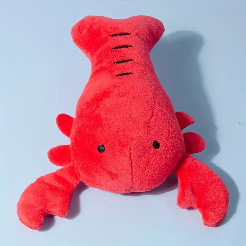 Red lobster shaped squeaky plush dog toy for small and medium breeds