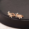 Rose gold waterdrop floral earrings with circular design and electroplated finish