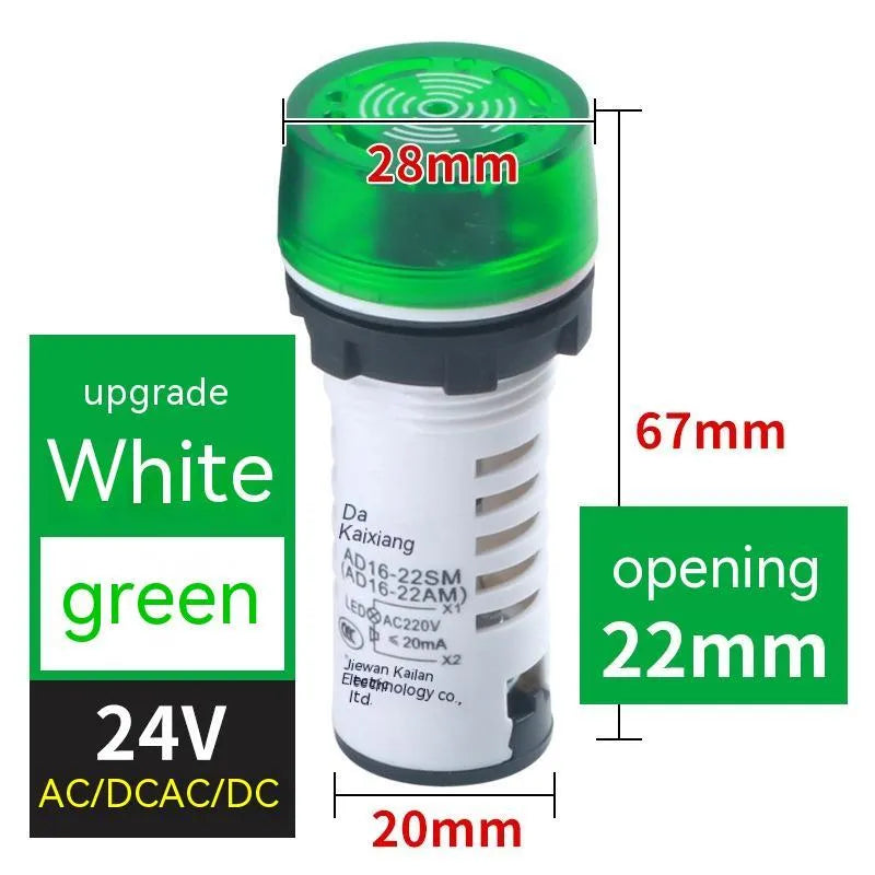 Red, green, and yellow LED flashing sound and light buzzer for 22mm panel mounting