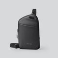 Men's black Oxford cloth crossbody bag with sewing thread detailing and single shoulder strap
