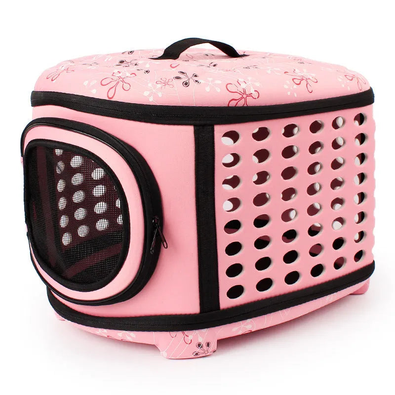 Portable foldable EVA pet handbag for dogs and cats in Champagne colour, 45x35x32cm