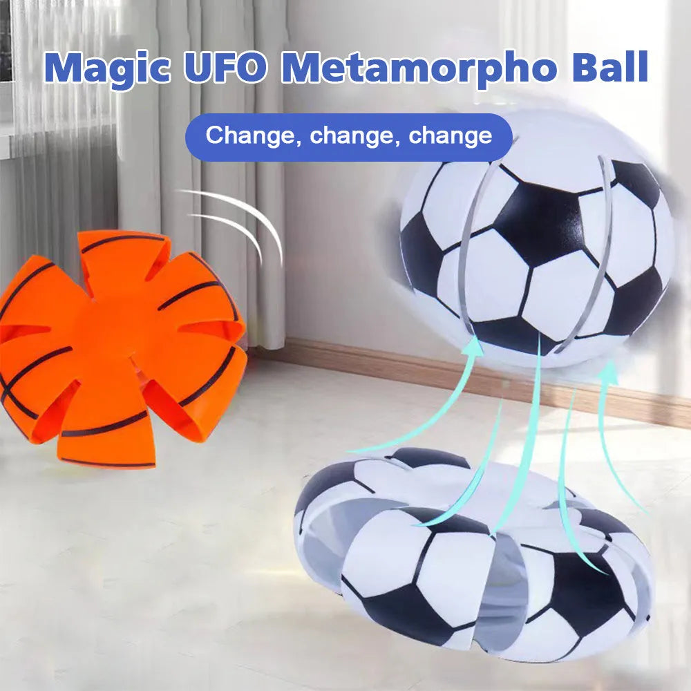 Interactive dog ball toy with flying disc function in multiple colours