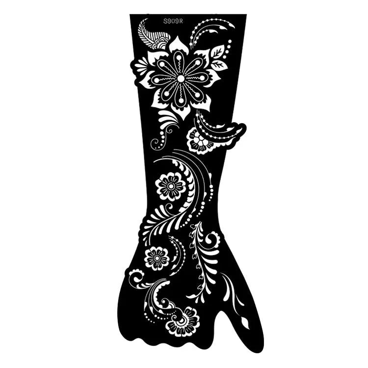 Pack of geometric hollow template tattoo stickers with machine-cut paper stencils for DIY art.