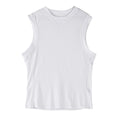 Men's loose fit polyester sports vest in white and black colours for summer fitness
