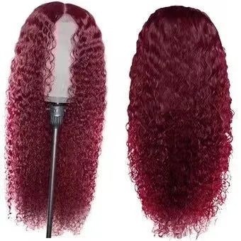 Fluffy big wave half headgear wig in long curly style with side bangs, black colour option