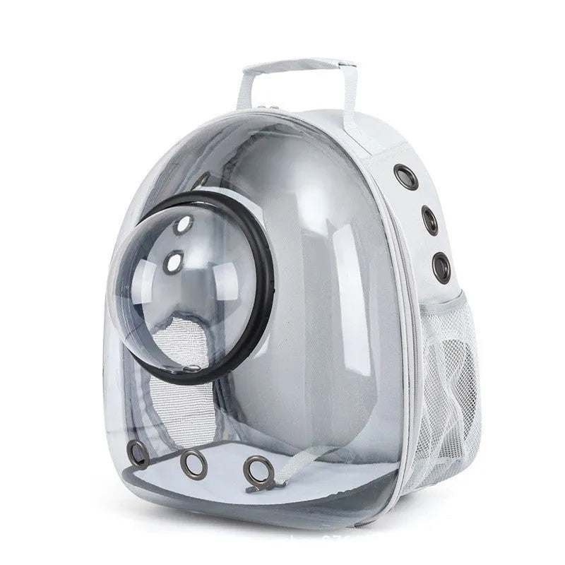 Polycarbonate pet carrier bag with side opening panel in medium capacity for cat transportation