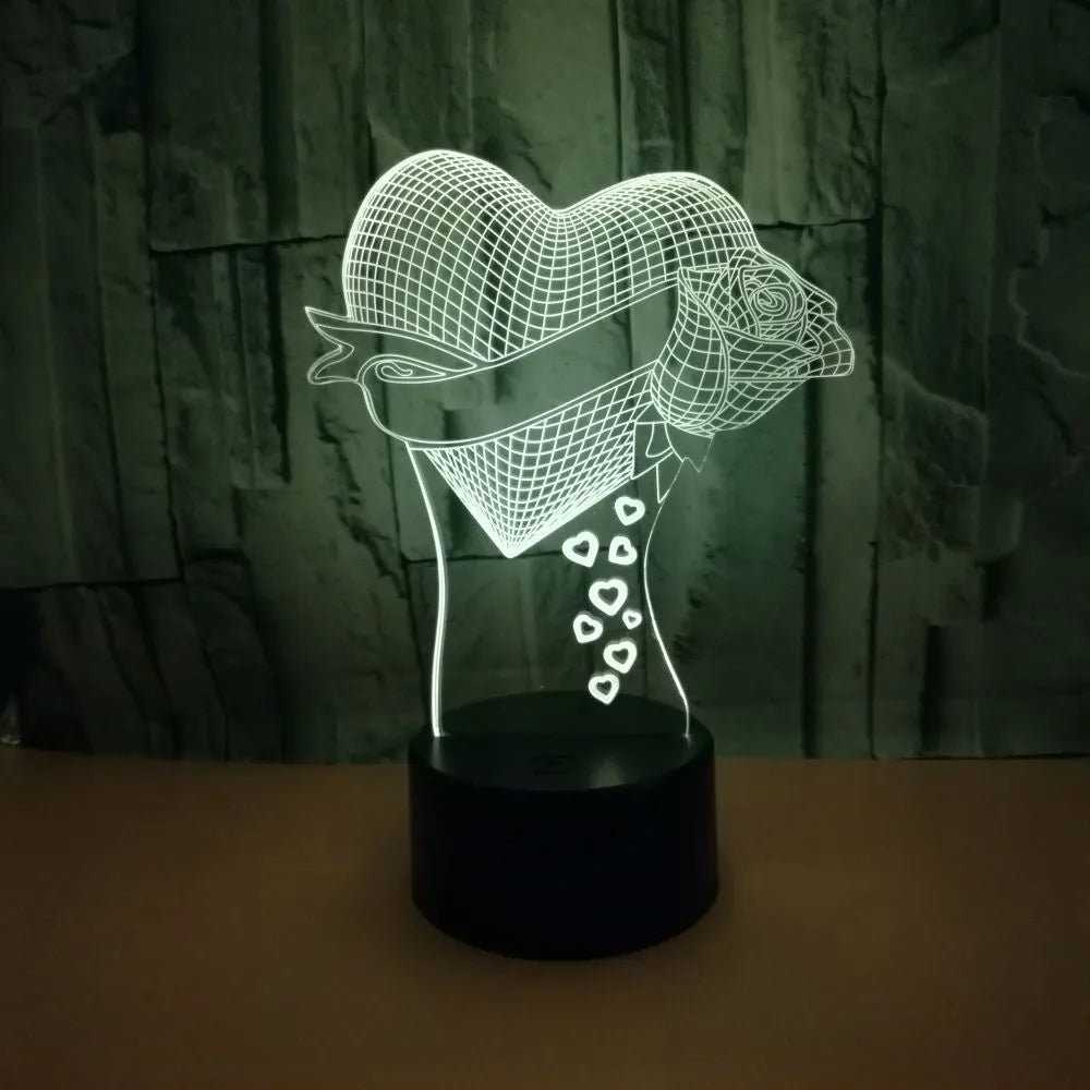 Black 3D night light with acrylic board and ABS base showing colourful gradient mode