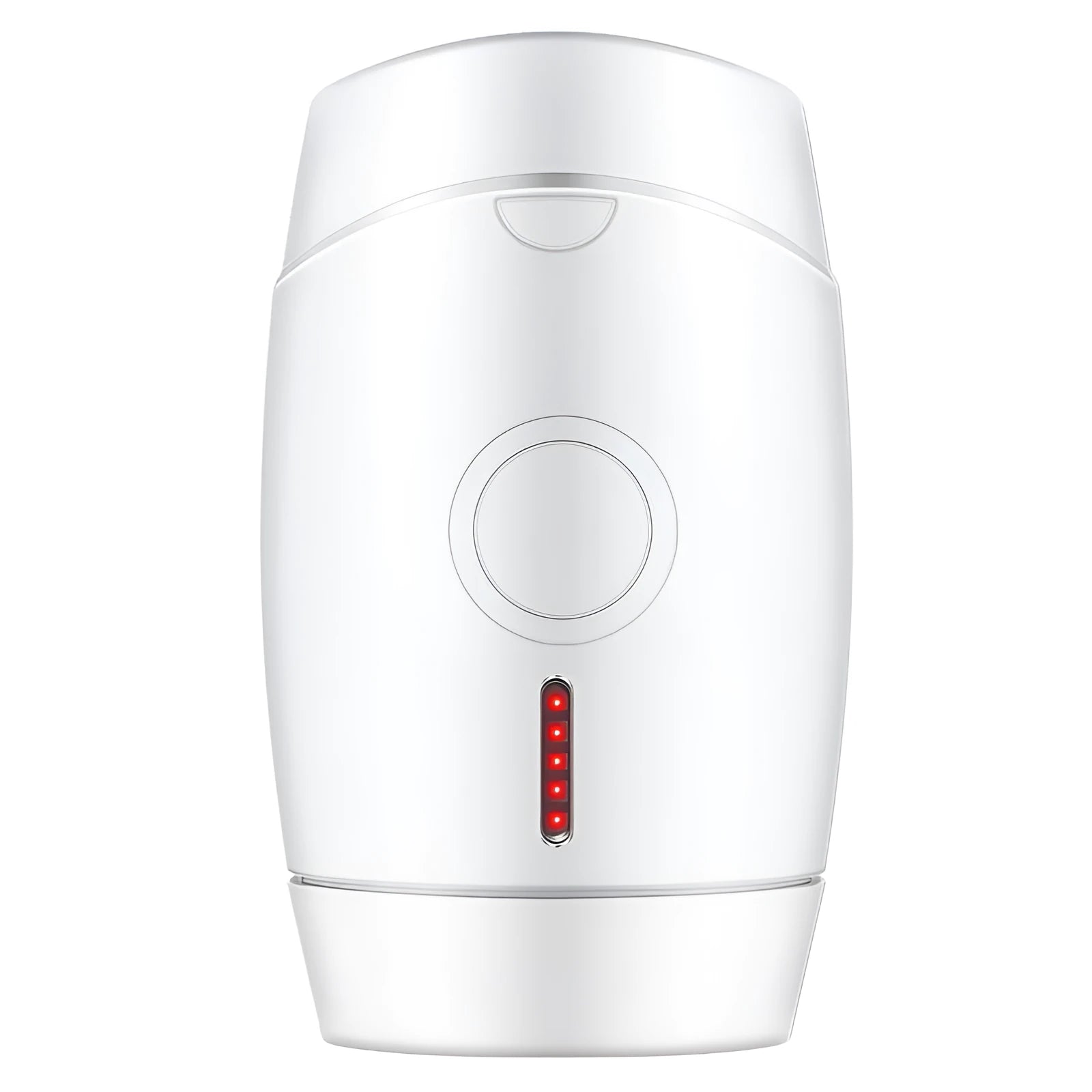 White home IPL laser hair removal device on a table showing its compact size and control buttons.