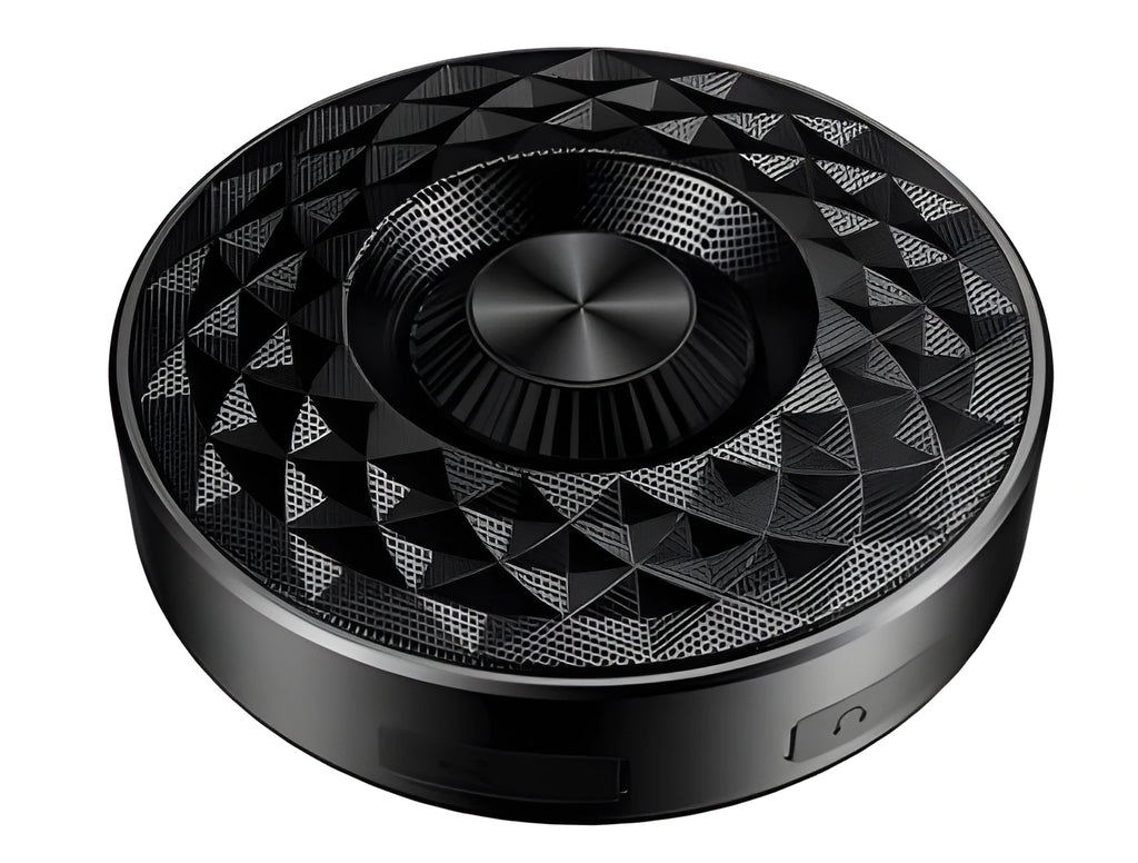 Compact mini Bluetooth wireless speaker shown in black, orange, and silvery white colour options.