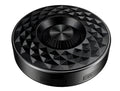 Compact mini Bluetooth wireless speaker shown in black, orange, and silvery white colour options.