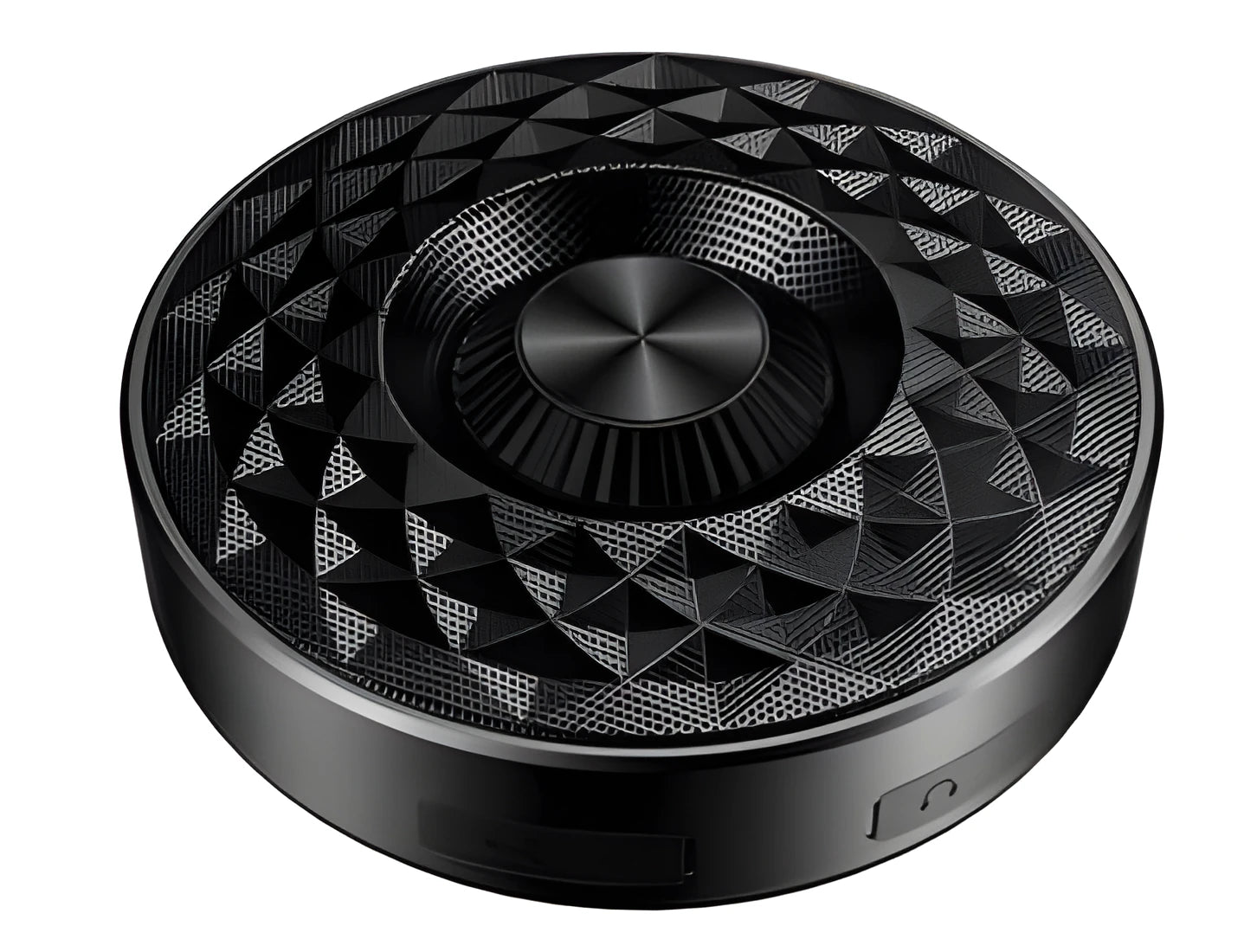 Compact mini Bluetooth wireless speaker shown in black, orange, and silvery white colour options.