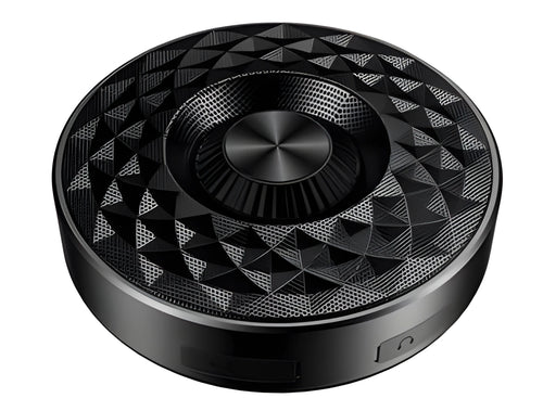 Compact mini Bluetooth wireless speaker shown in black, orange, and silvery white colour options.