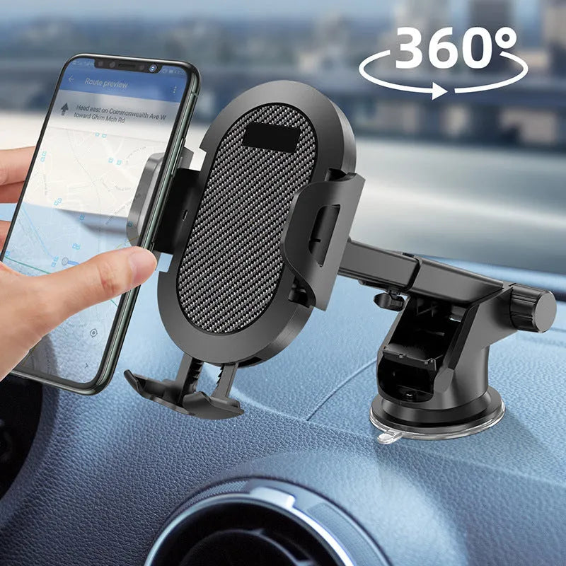 Auto lock car phone holder mounted on vehicle air vent with phone secured