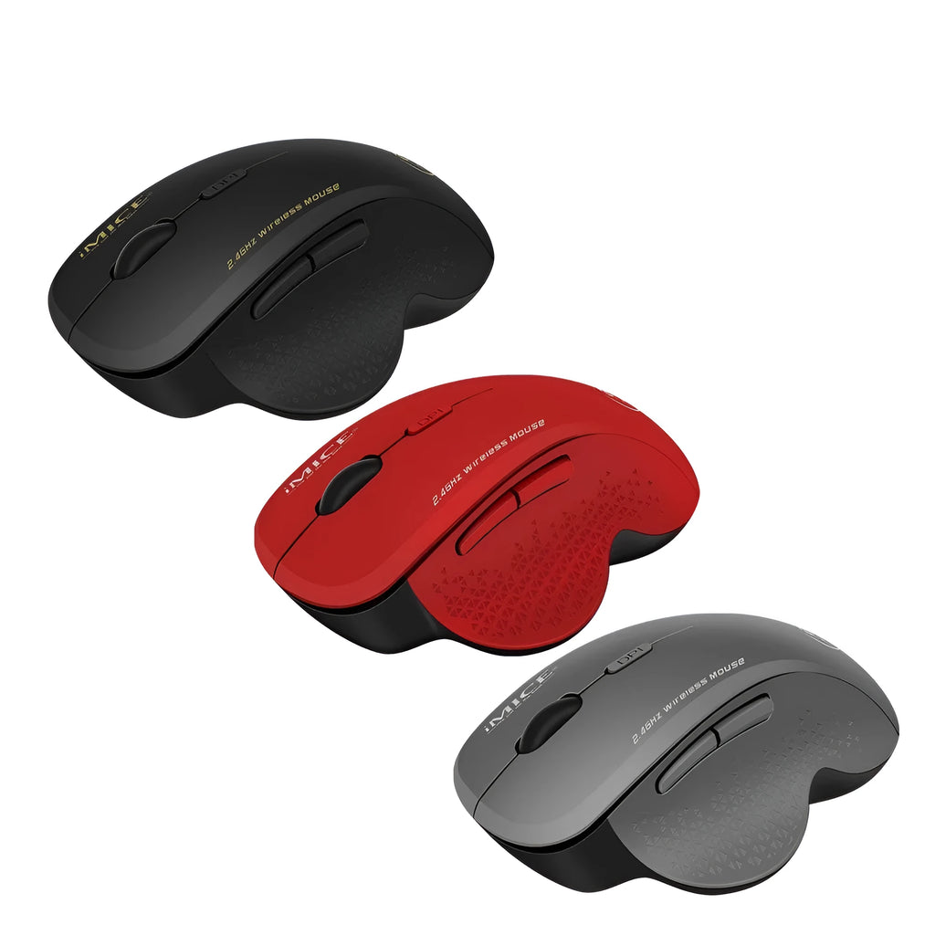 2.4G wireless gaming mouse with six buttons and touch wheel in black iron grey for laptop use