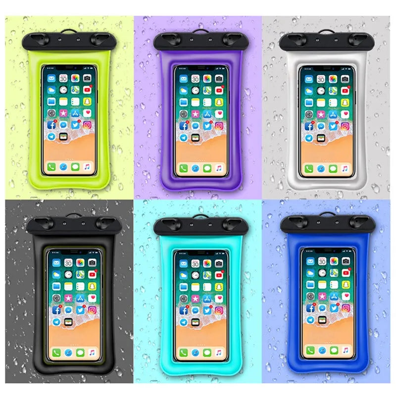 Double airbag mobile phone waterproof bag with 45cm rope in various colours