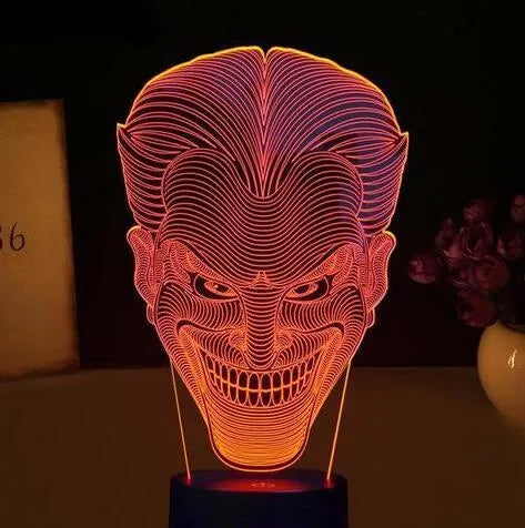 USB-powered 3D LED lamp displaying a colourful gradient, with remote control and base unit.