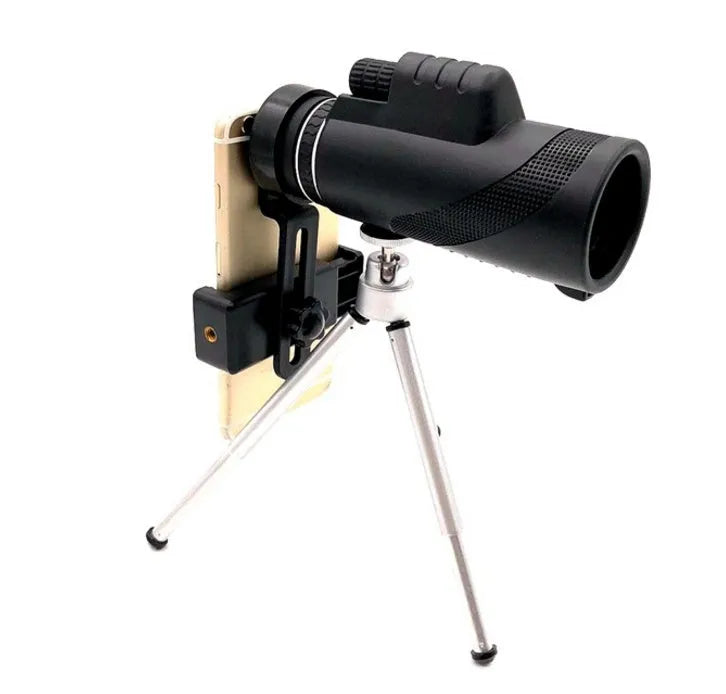 Black HD 40x60 cellphone telescope with smartphone attachment for 40x magnification observation