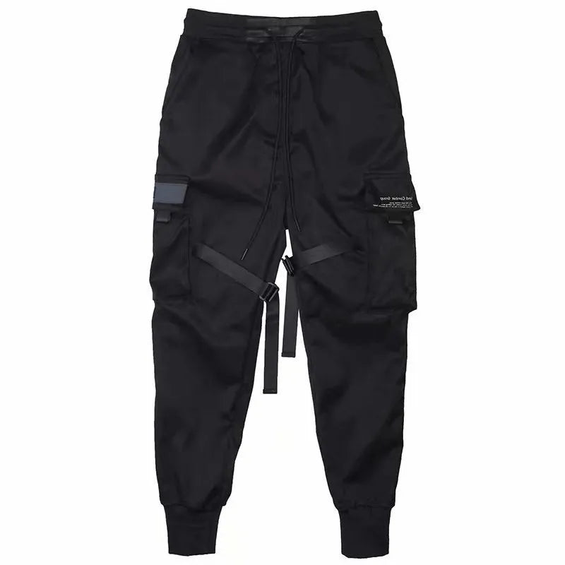 Pocket casual loose trendy overalls for women in black cotton fabric