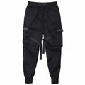 Pocket casual loose trendy overalls for women in black cotton fabric
