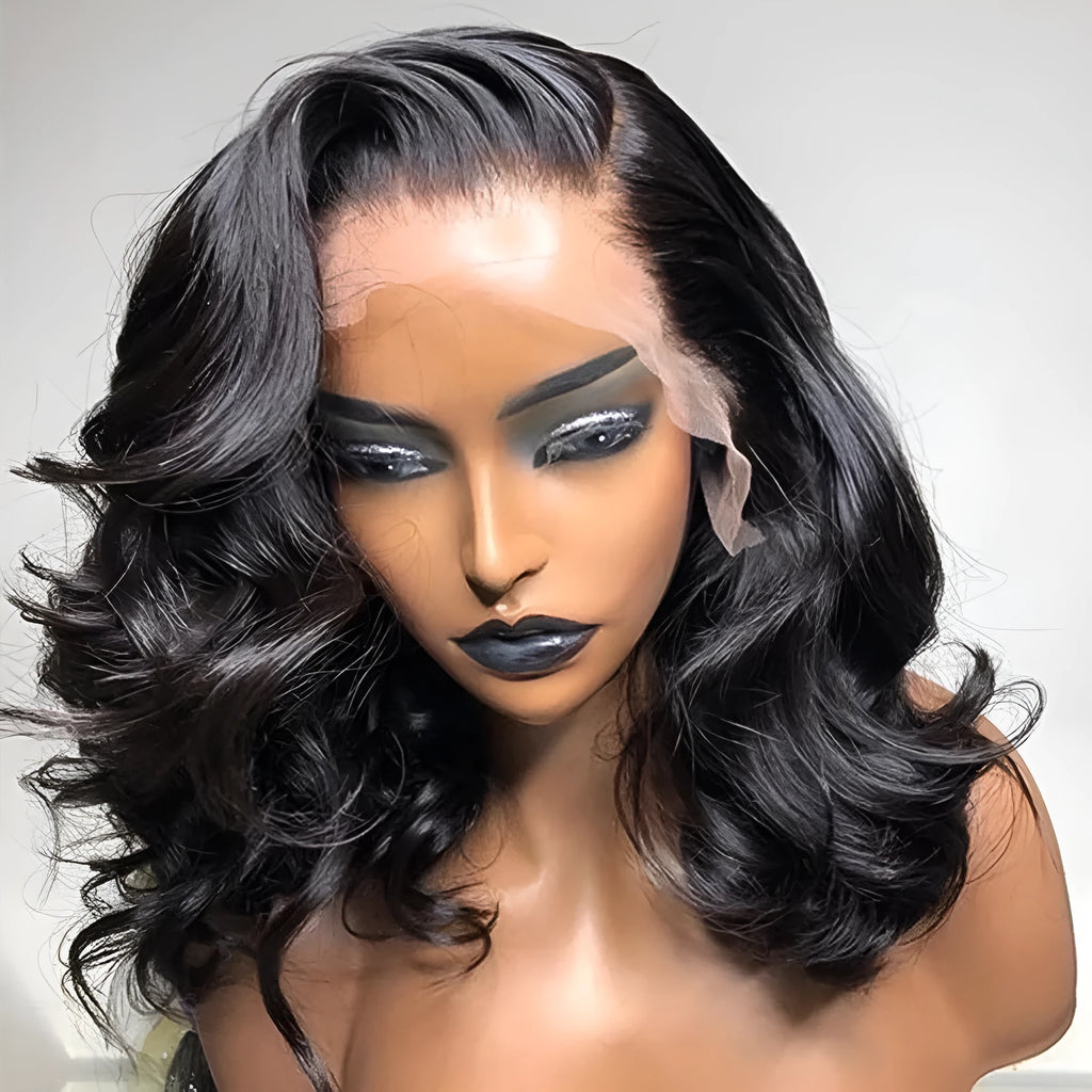 Women's long curly high temperature wire wig machine made with long bangs, shown in 26 inch length
