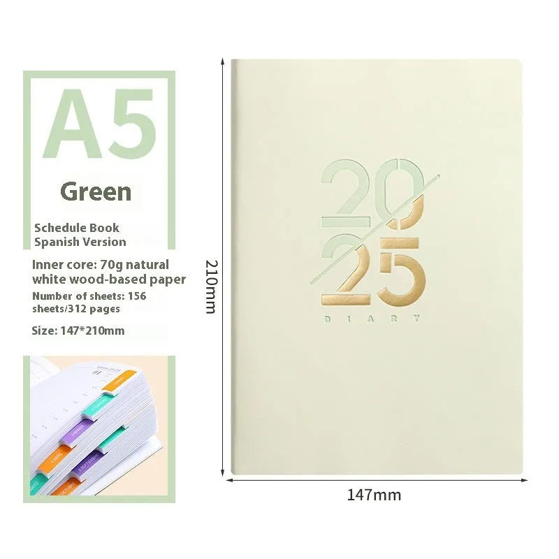 A5 soft faux leather daily planner in multiple colours with 150 sheets of Dorian paper