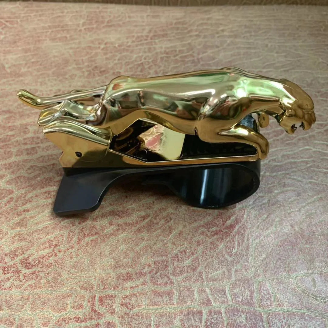 Car Leopard rotating mobile phone bracket in black ABS plastic mounted on dashboard
