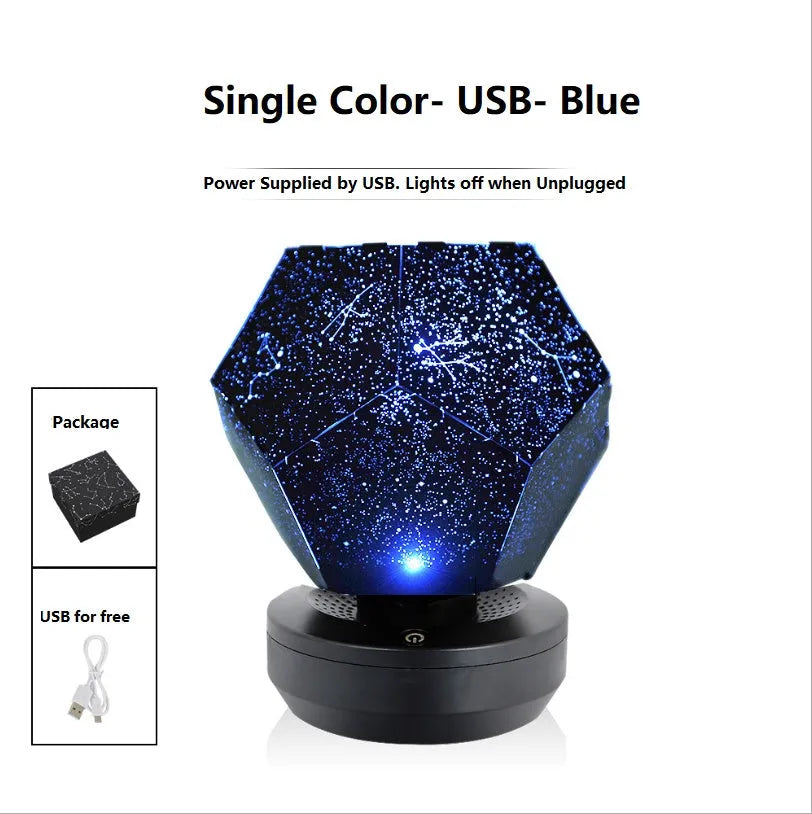 LED star projector night light projecting constellations on ceiling with remote control