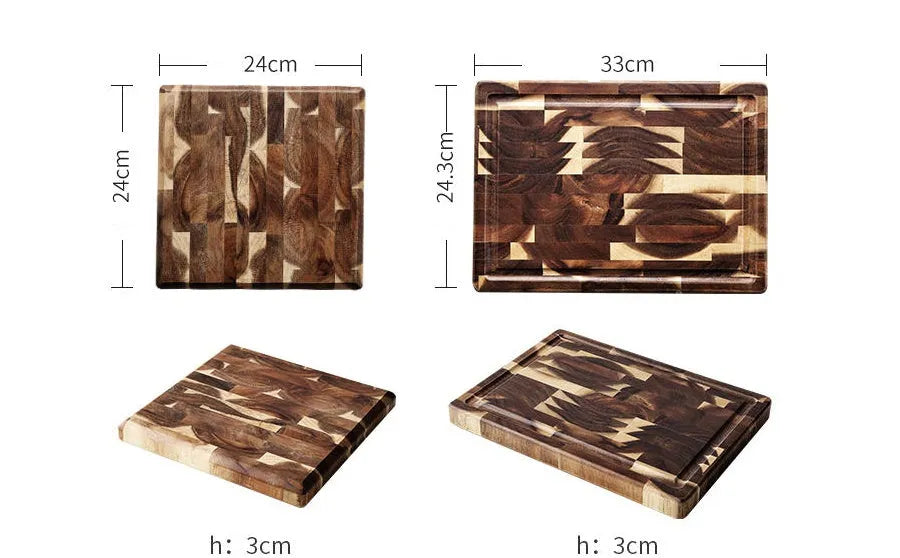 Brown solid wood cutting board made from imported acacia with 3cm thickness