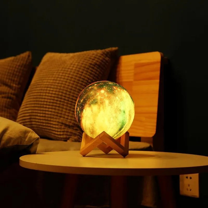 3D printed lunar night light with remote control, LED colour change, available in multiple sizes