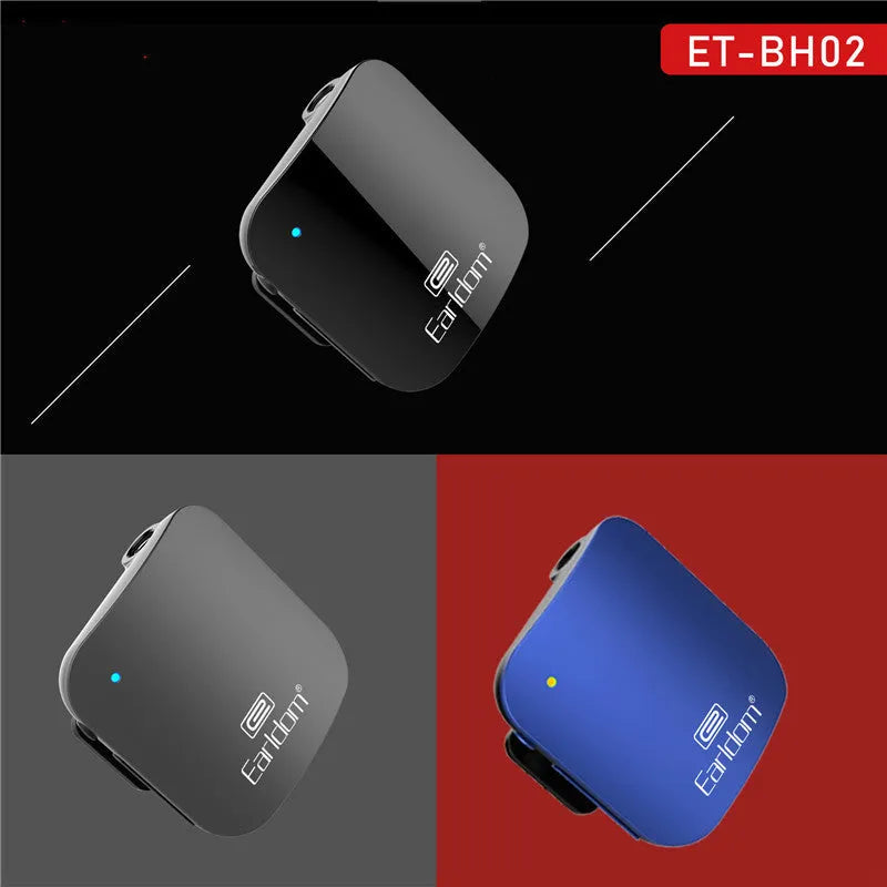 Black Bluetooth audio receiver with lavalier headset for wireless running headphones