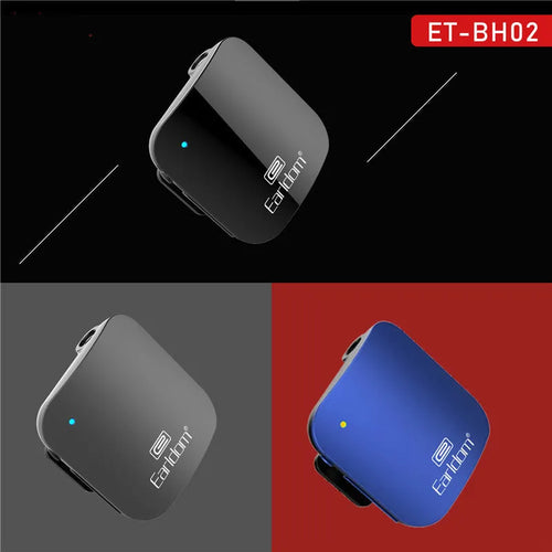 Black Bluetooth audio receiver with lavalier headset for wireless running headphones