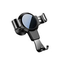 Black S4 gravity mirror ABS car phone holder attached to a vehicle's air conditioning vent.