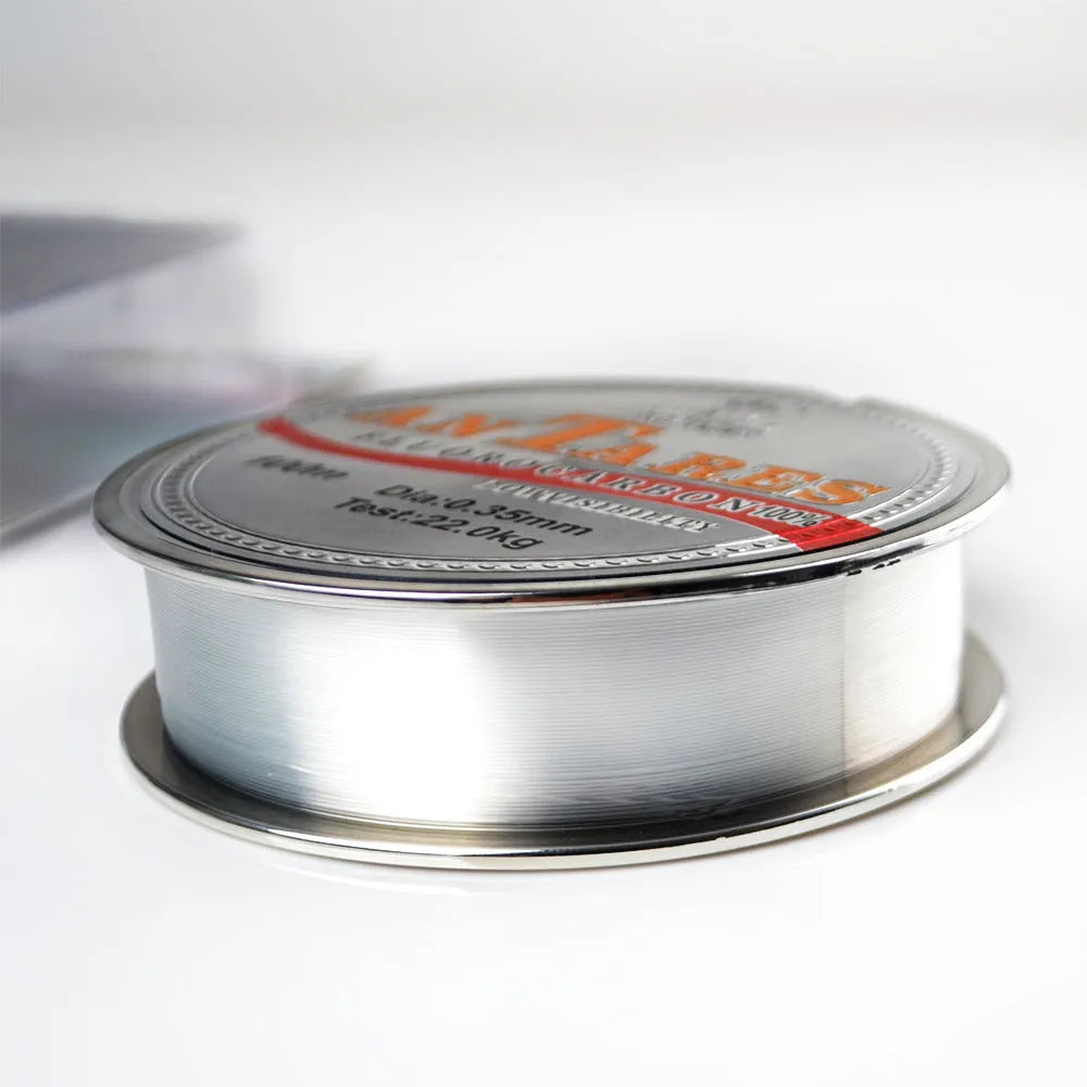 Fluorocarbon coated carbon fibre invisible fishing line on a spool, 100m sink line