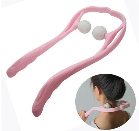Plastic hand massage roller with adjustable width stand and 3D floating-point design for neck and shoulder pressure point therapy