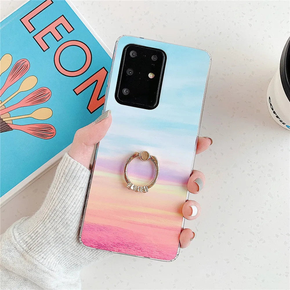 Marble phone case for Samsung S10 TPU back cover in white gold diagonal stitch colour style
