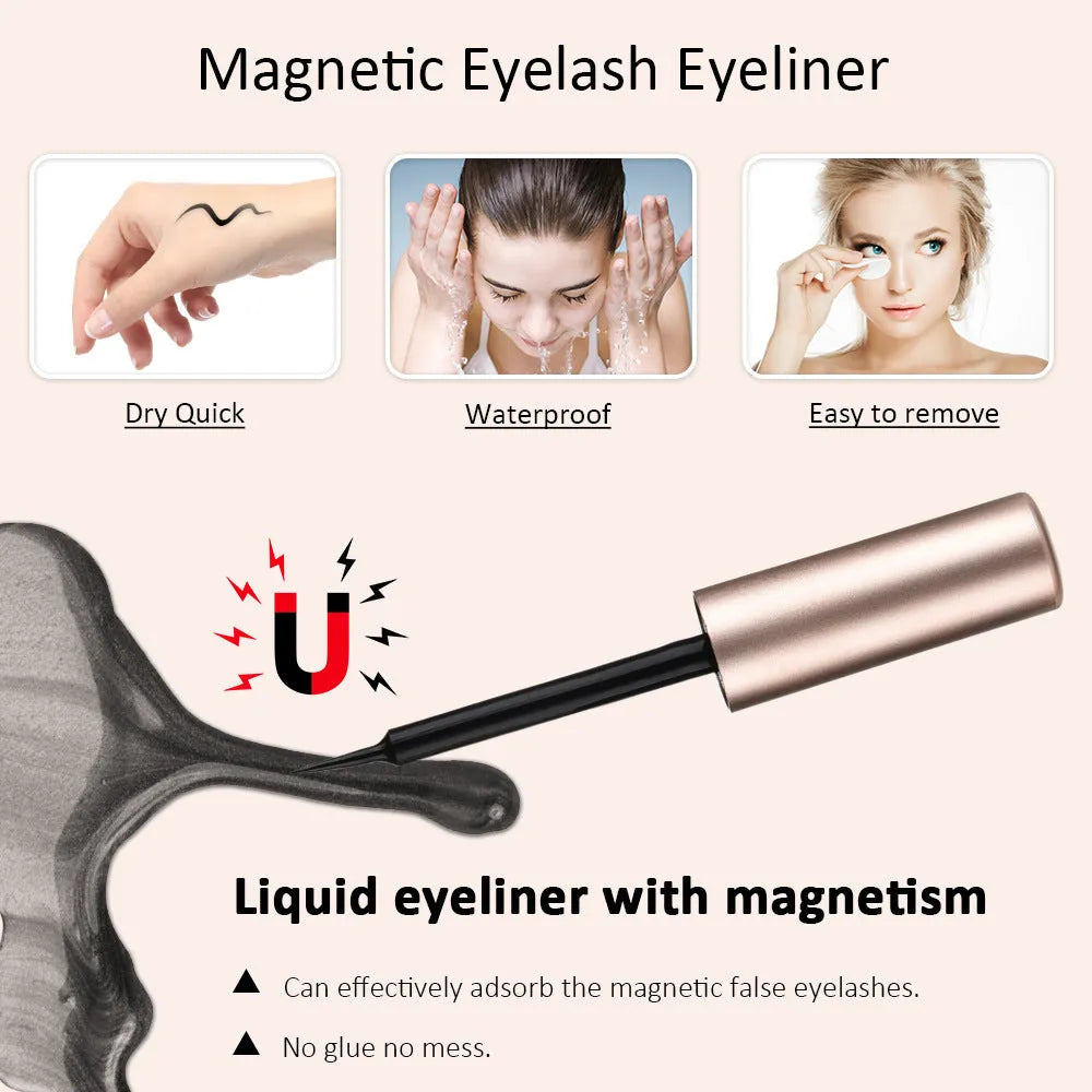 Magnetic false eyelashes set with 5 pairs of handcrafted imported fiber lashes and 2 mascara tubes in packaging