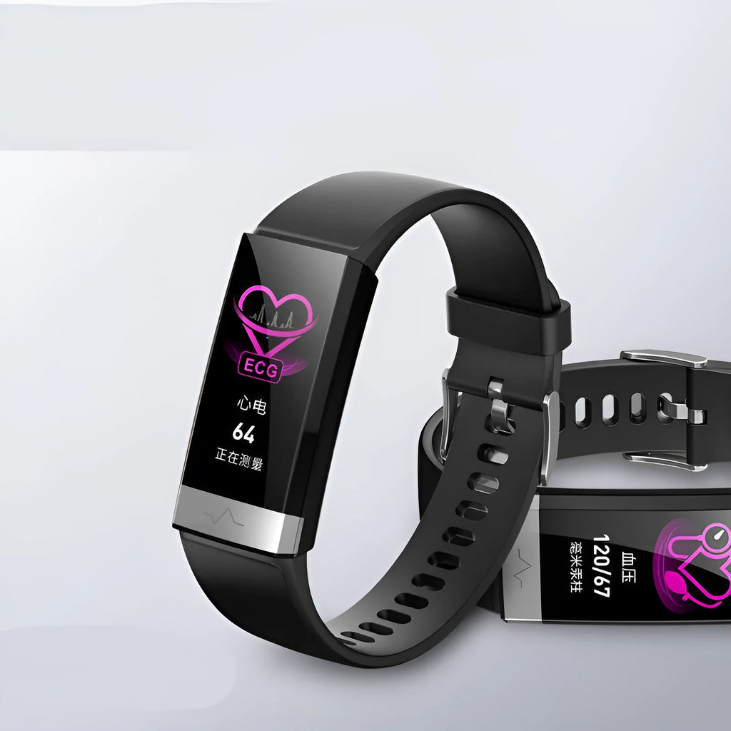 V19 smart fitness tracker bracelet in black, blue or red with health monitoring screen