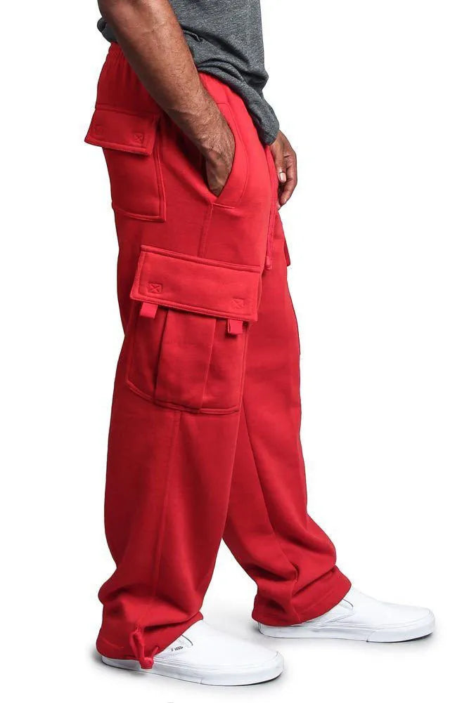 Casual multi-pocket loose straight-leg overalls in white, black, dark gray, light gray, army green, and red