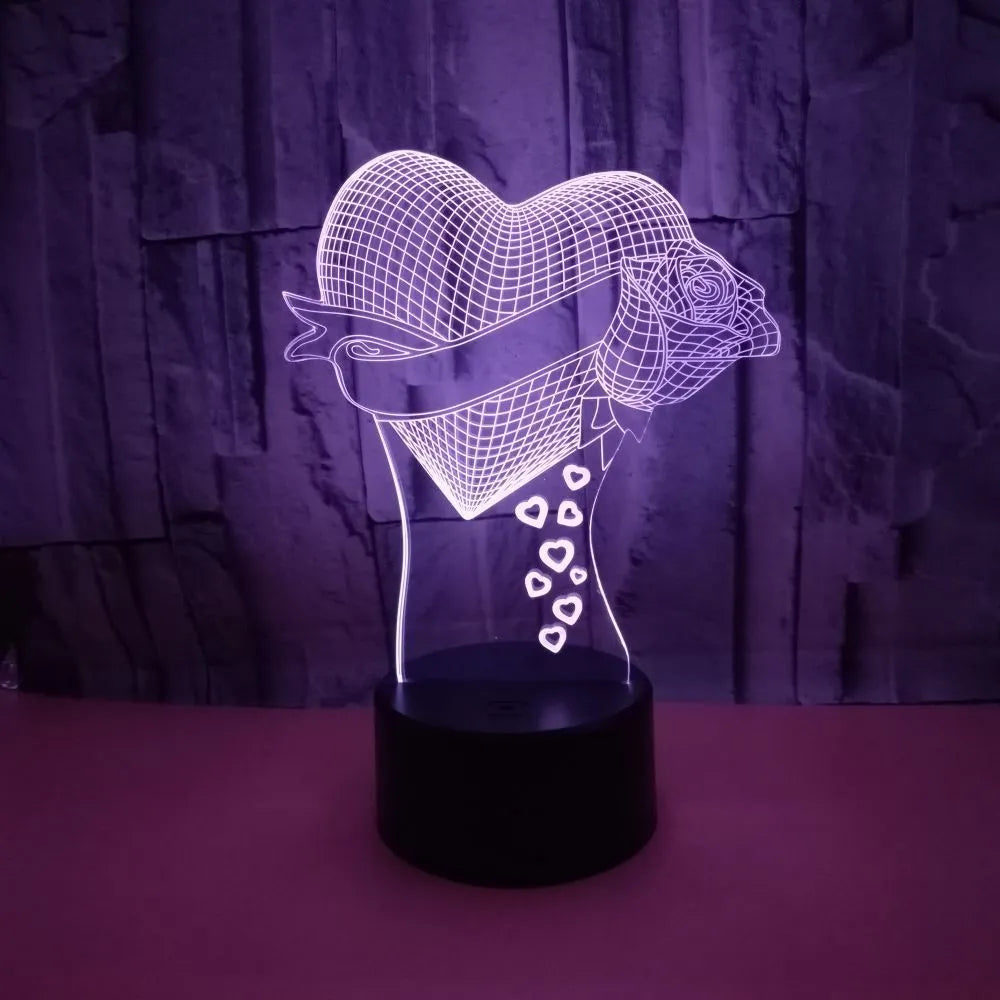 Black 3D night light with acrylic board and ABS base showing colourful gradient mode
