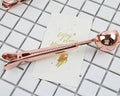 Stainless steel coffee clip spoon with measuring scoop and sealing clip, 17.5cm long