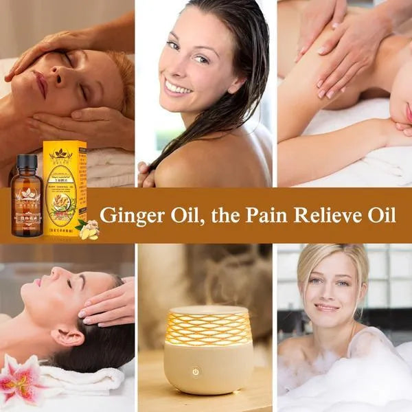 Royal Grassland Ginger Essential Oil 30ml bottle with grape seed and ginger flower oils for lymphatic drainage massage