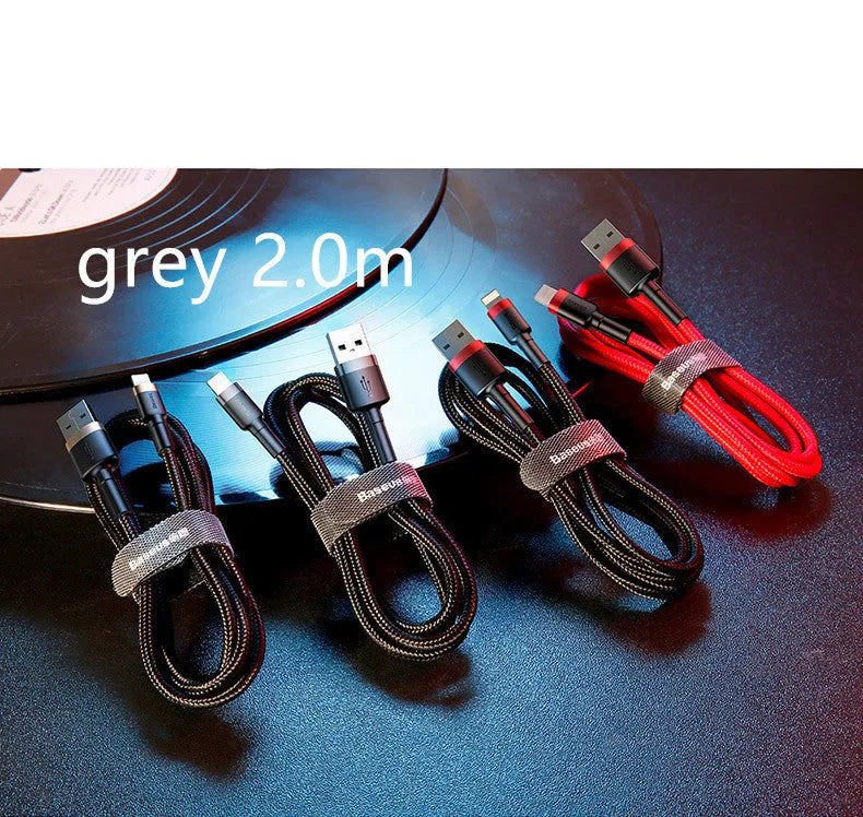Red shell 1m 8PIN Lightning charging cable for Apple devices with black line on white background