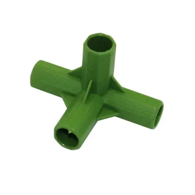 PP plastic 3-way and 4-way connector joints for 11mm garden plant support stakes.