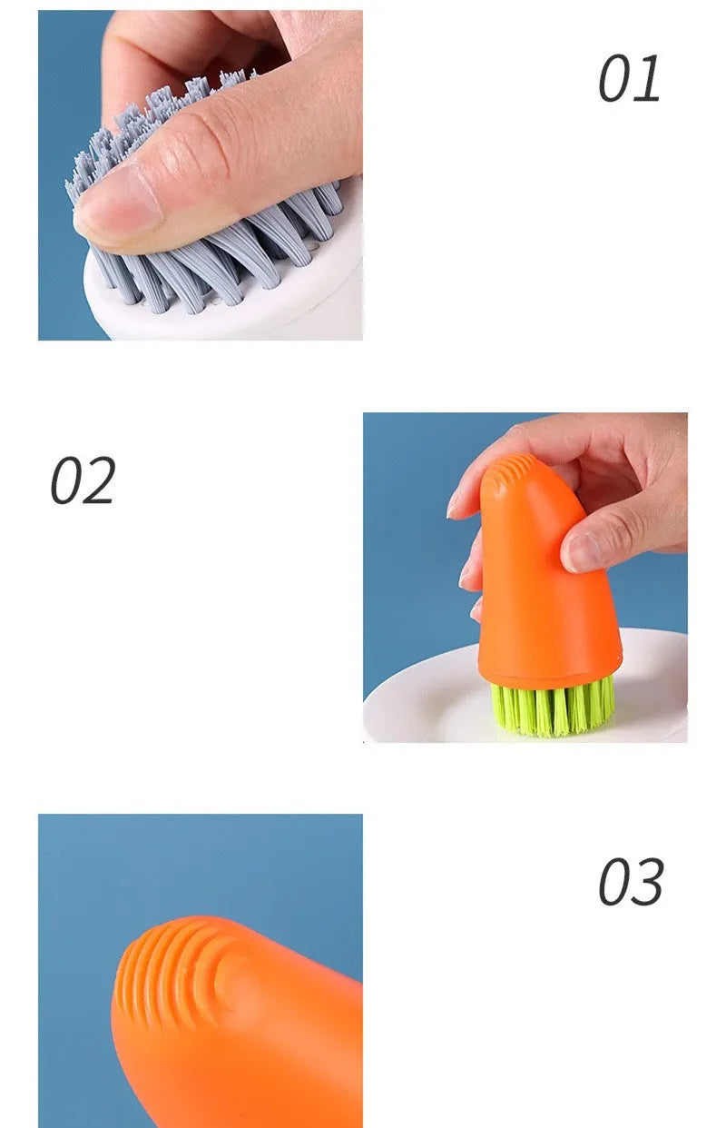 Carrot-shaped nylon cleaning brush with radish pattern in orange colour