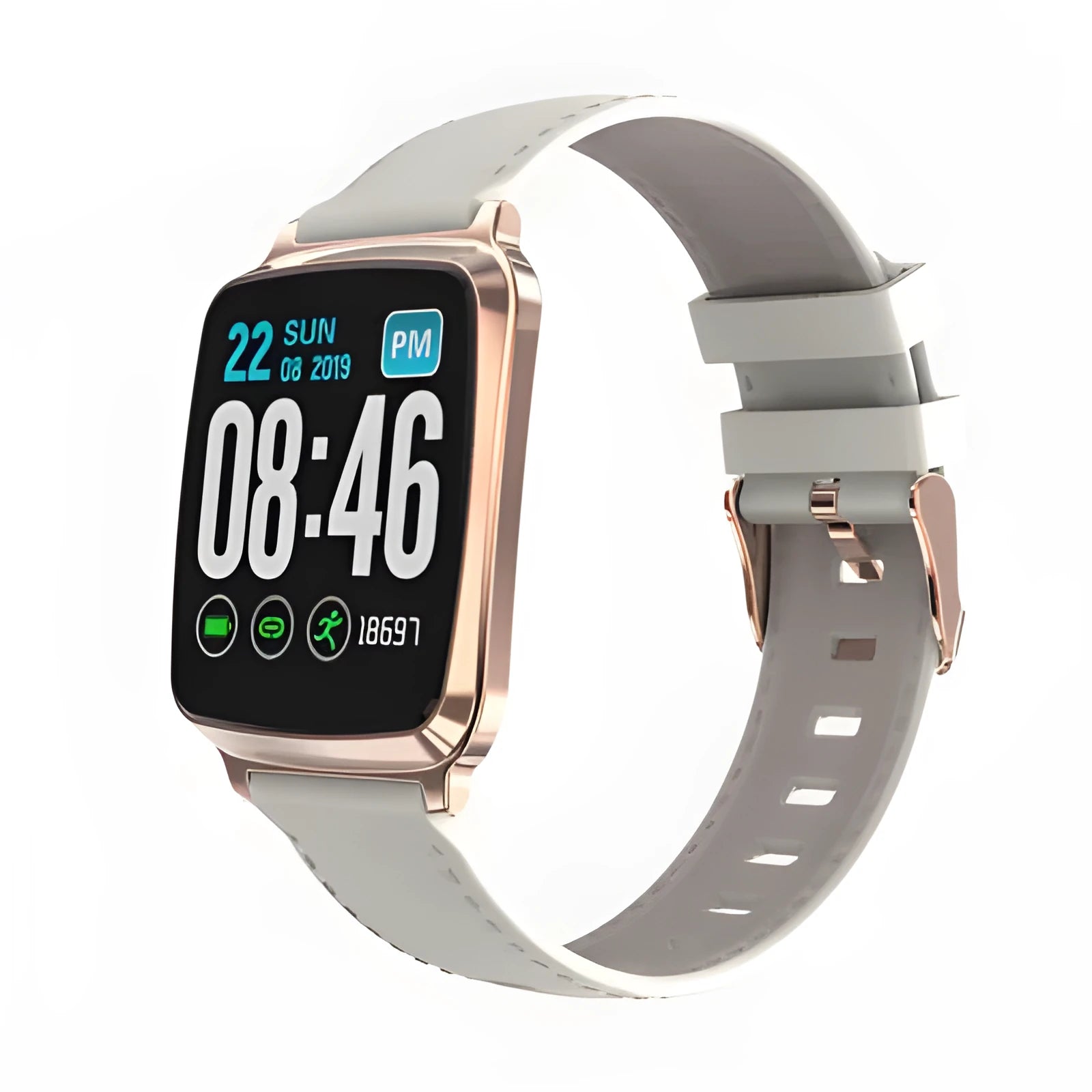 M8 multi-function smart bracelet with zinc alloy body and TPU strap on wrist, displaying heart rate data.