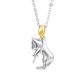 925 sterling silver clavicle chain necklace with electroplated cat charm pendant