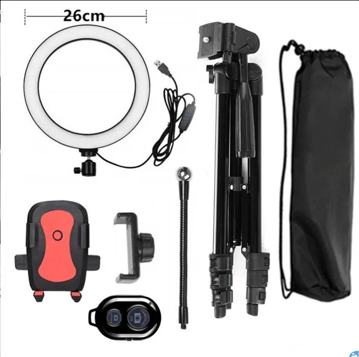 Adjustable live mobile phone support stand extended to its full height of 110 centimetres.