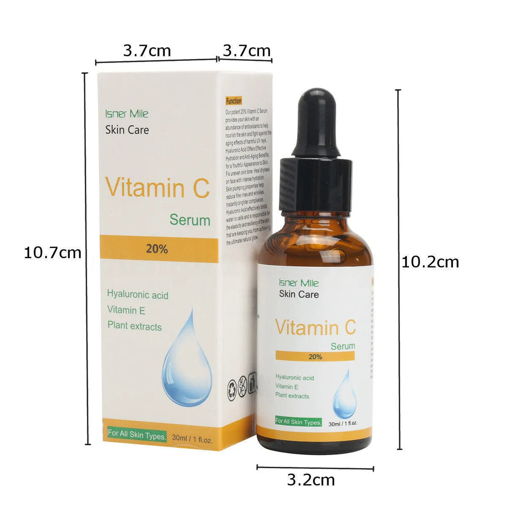 30ml glass bottle of Vitamin C Pure Concentrate facial essence for skin brightening.