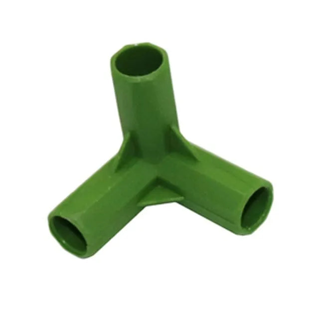 PP plastic 3-way and 4-way connector joints for 11mm garden plant support stakes.